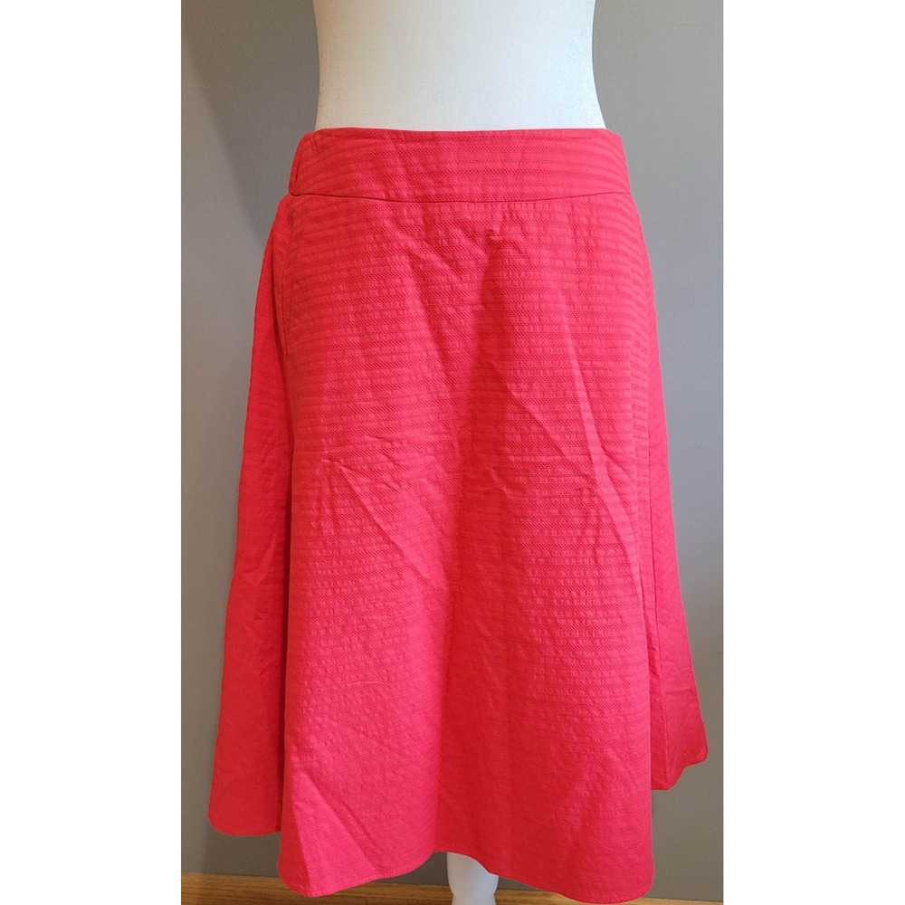Ann Taylor Red Textured A-line Midi Skirt